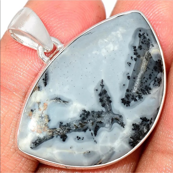 Earth Art hand crafted artisan Jewelry - Maligano Jasper MOON sterling silver pendants